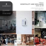 Il diffusore AD-P5 al centro, ai lati i vari campi di utilizzo, negozi di prodotto per la bellezza, barberie, palestre