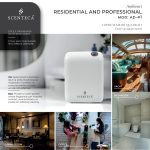 Al centro si vede il diffusore AD P1, intorno ci sono immagini di un salotto, un ufficio, uno yacht, un bagno