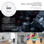 Diffusore EVO CD 30 ambientato in auto, scrivania, camper e palestra. Copertura fino a 20 m². Compatto e silenzioso, ideale per piccoli spazi come auto, desk e home fitness.