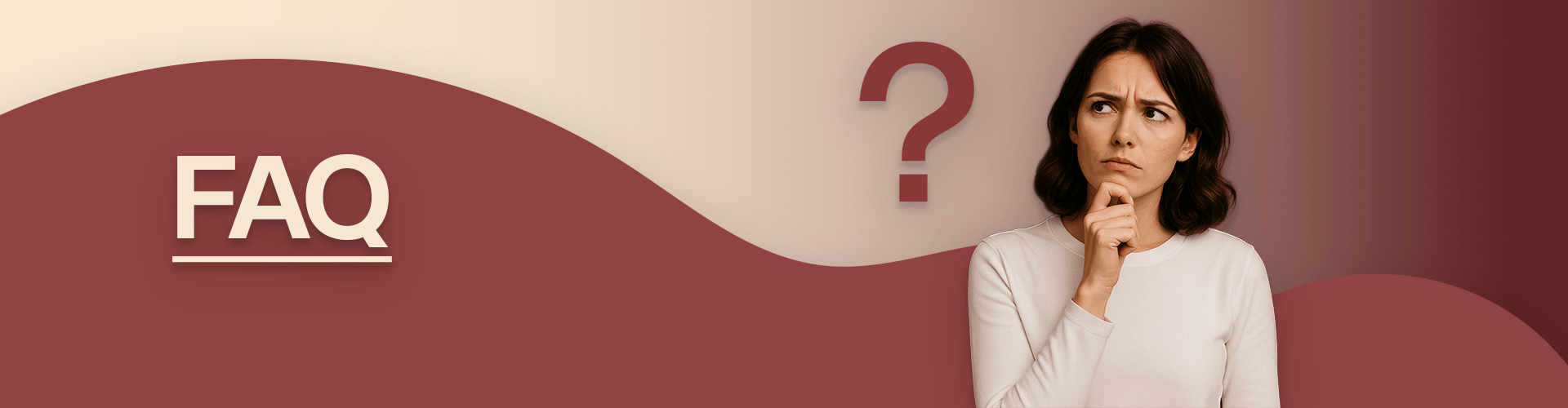 FAQ diffusori Scenteca1969: banner con donna pensierosa e punto interrogativo, guida a uso, programmazione e manutenzione